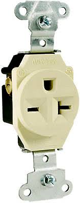 Pass & Seymour Single Outlet - Ivory, 250V