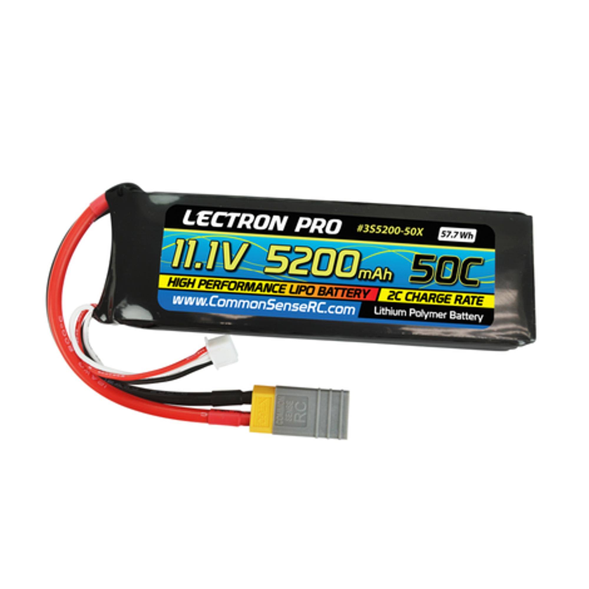 Lectron Pro 11.1V 3S 5200mAh 50C Lipo Battery with XT60 Connector
