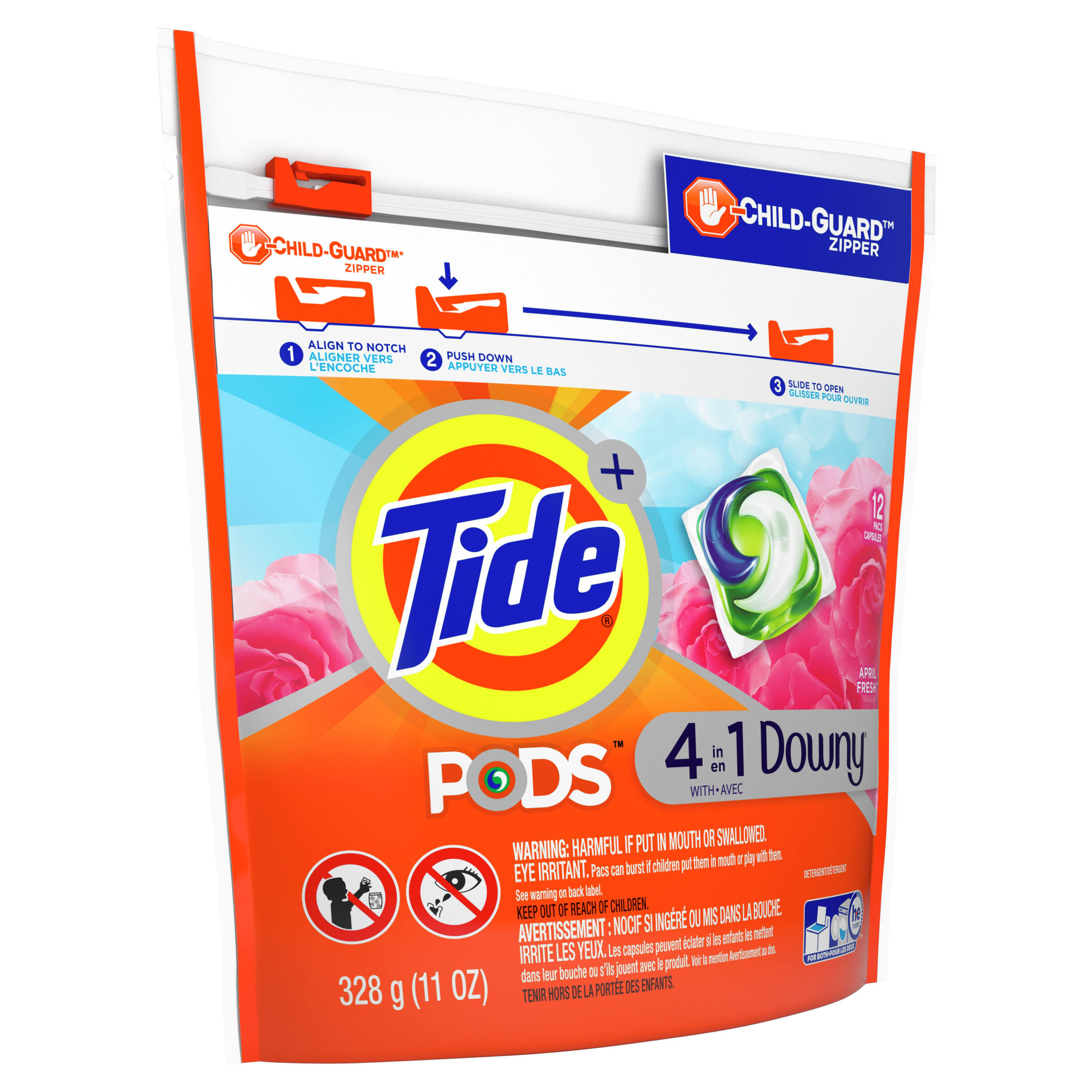 Tide + Pods 4 in 1 with Downy Detergent Pacs - April Fresh, 12oz, 12pcs