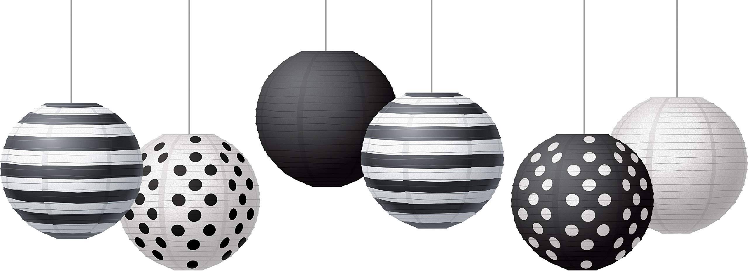Teacher Created Resources Black & White 8" Hanging Paper Lanterns Pack of 6