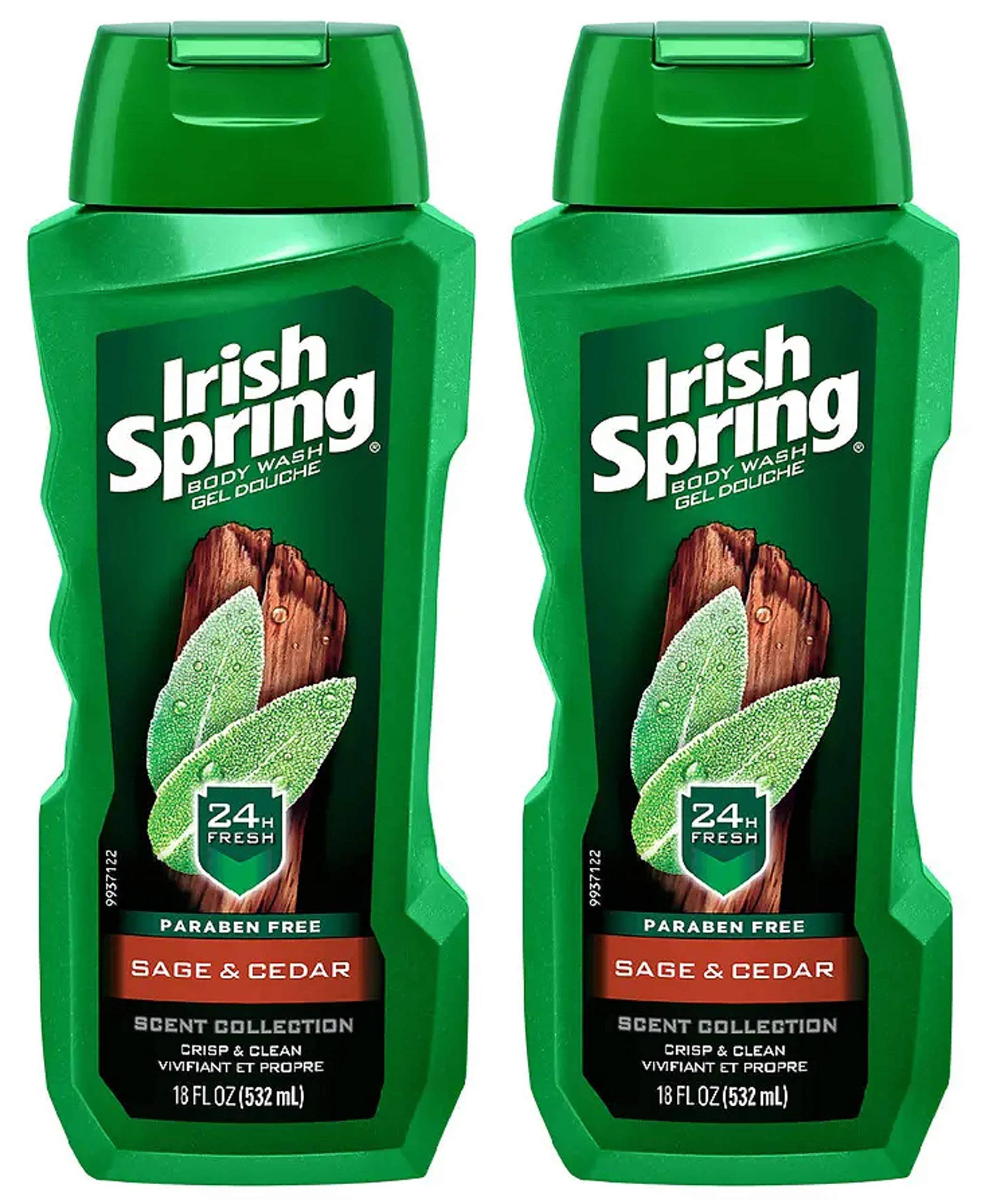 Irish Spring Body Wash - Sage & Cedar - Paraben Free - Net Wt. 18 fl O
