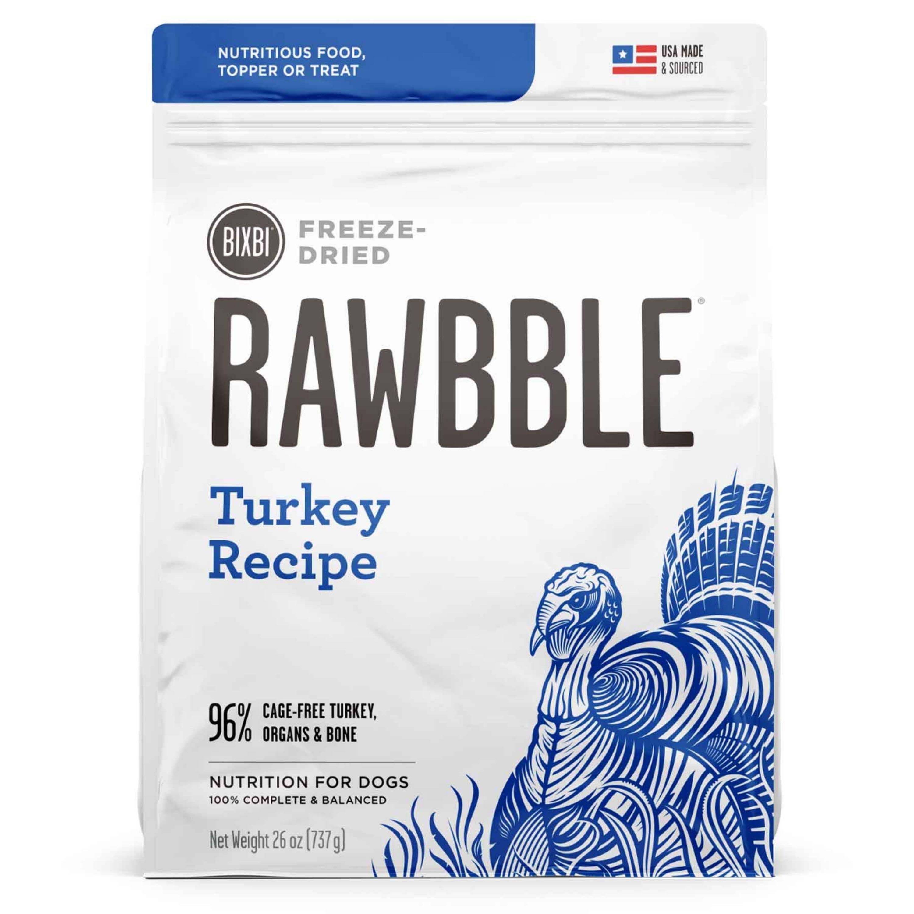 Bixbi Rawbble Turkey Recipe Freeze-Dried Dog Food, 26-oz
