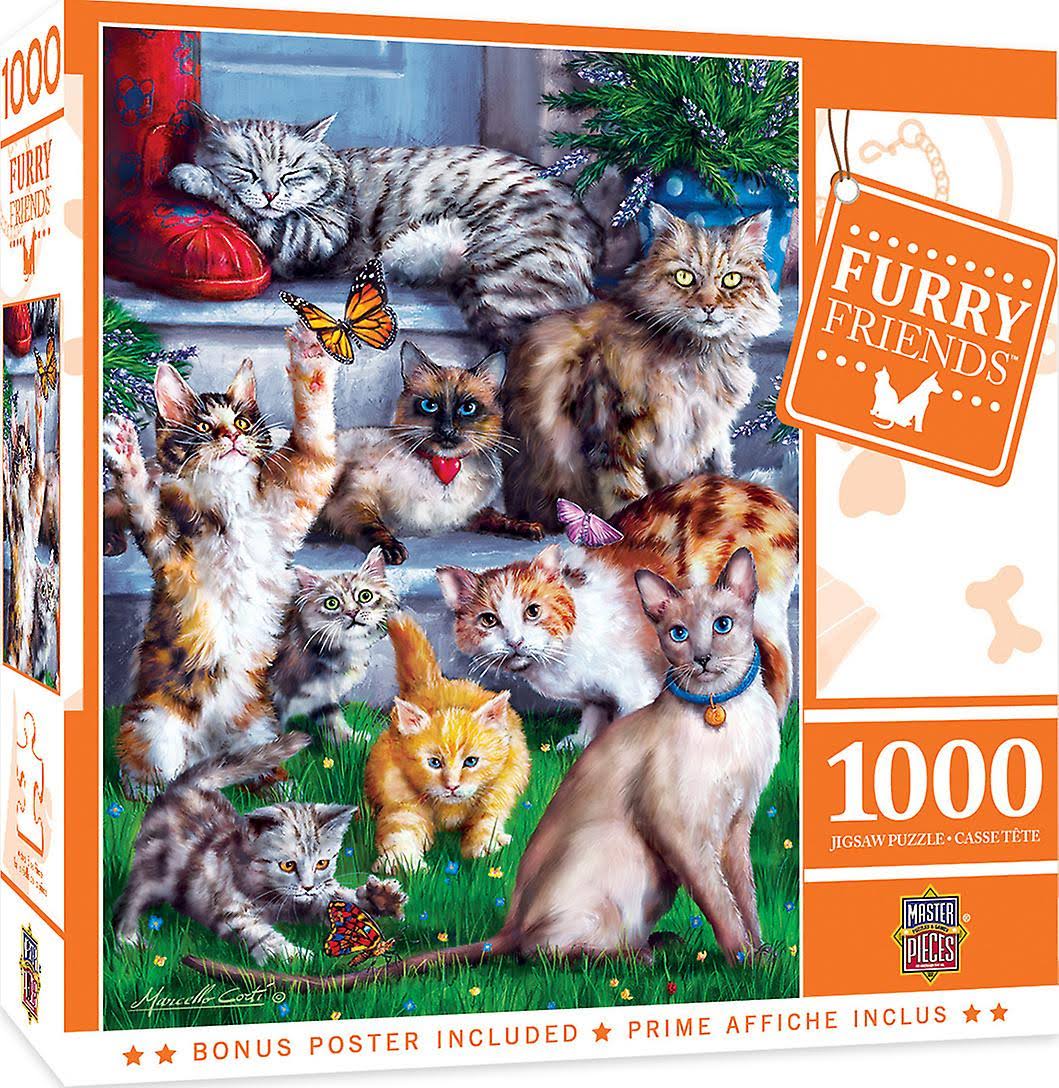 Masterpieces Puzzle Furry Friends Butterfly Chasers Puzzle 1000 Piece Jigsaw Puzzle