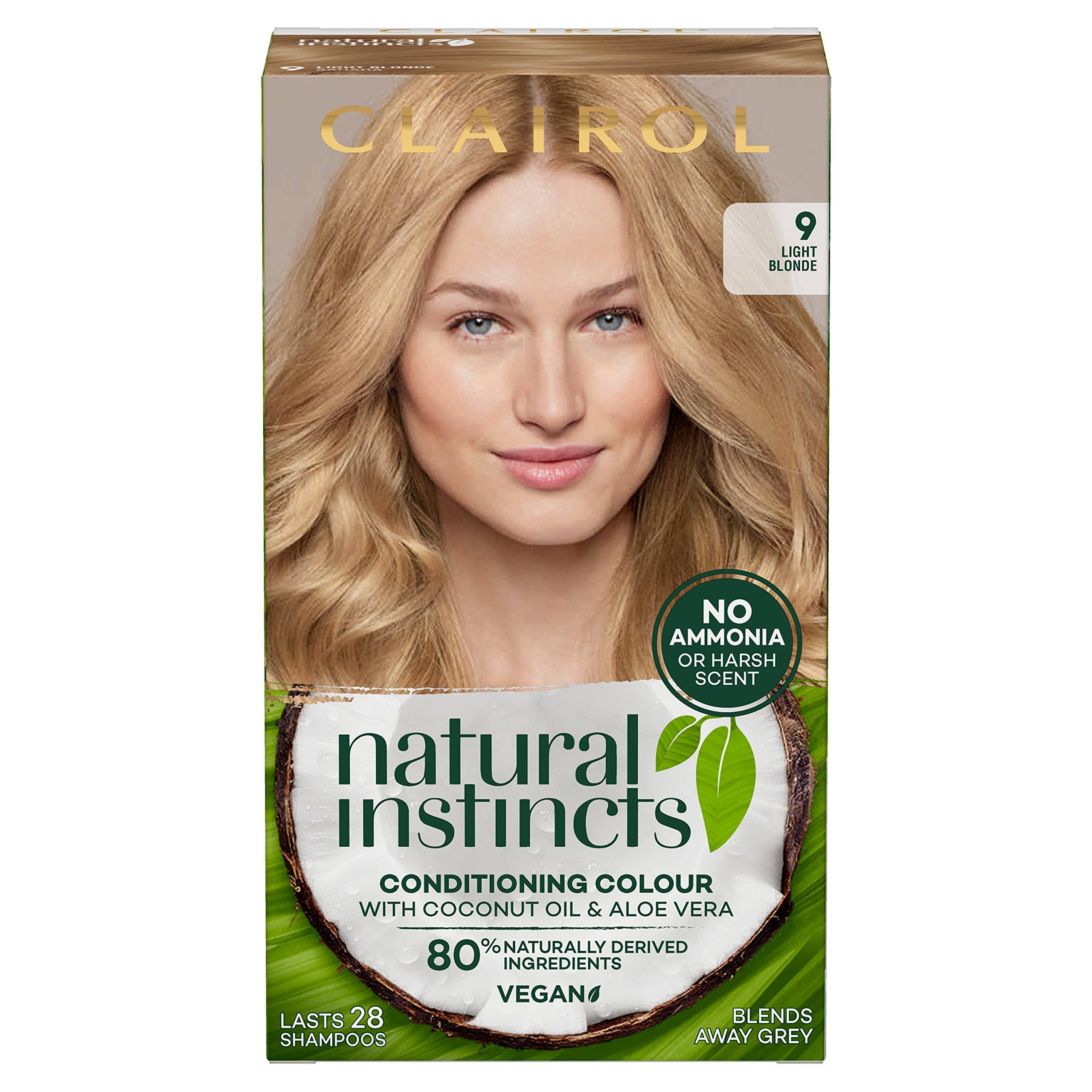 Clairol Natural Instincts Semi-Permanent No Ammonia Radiant At-Home Hair Dye, First Greys Coverage Up to 28 Washes, Colour: 9 Light Blonde