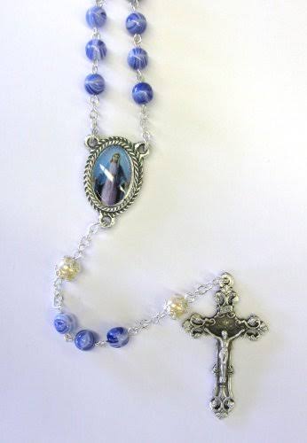 6mm blue/pearl Rosary