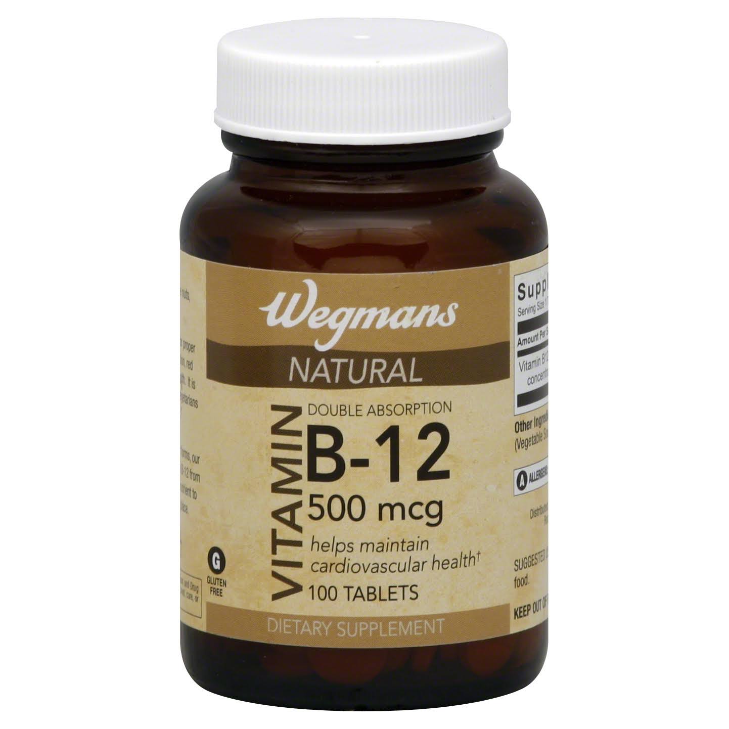 Lindberg Wegmans Vitamin B-12 Natural Double Absorption Dietary Supplement - 500mcg,100ct