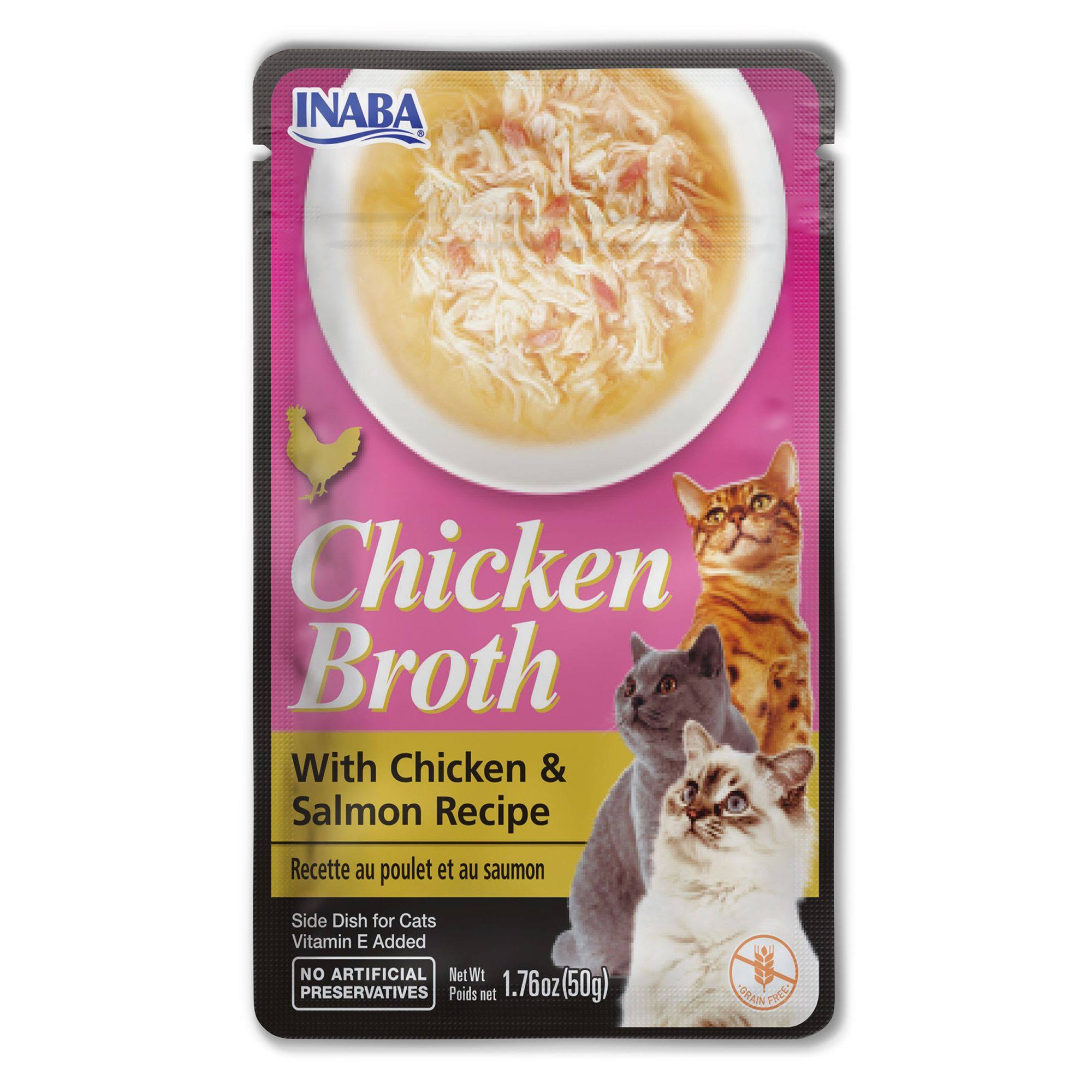 Inaba Chicken Broth with Chicken and Salmon Recipe Side Dish for Cats