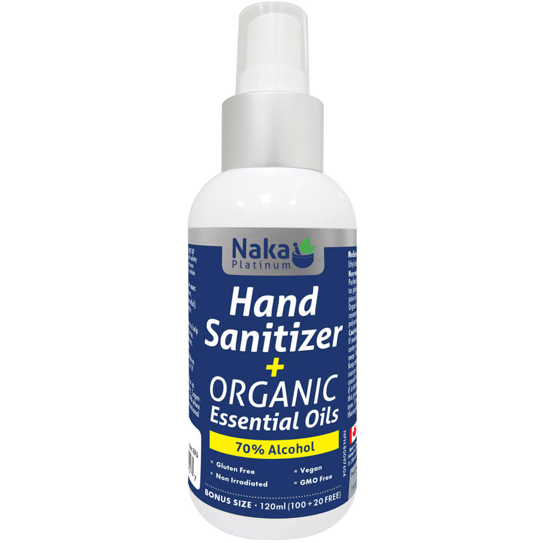 Hand Sanitizer + Organic Essential Oil (70% Alcohol) – 120ml + Bonus Item!