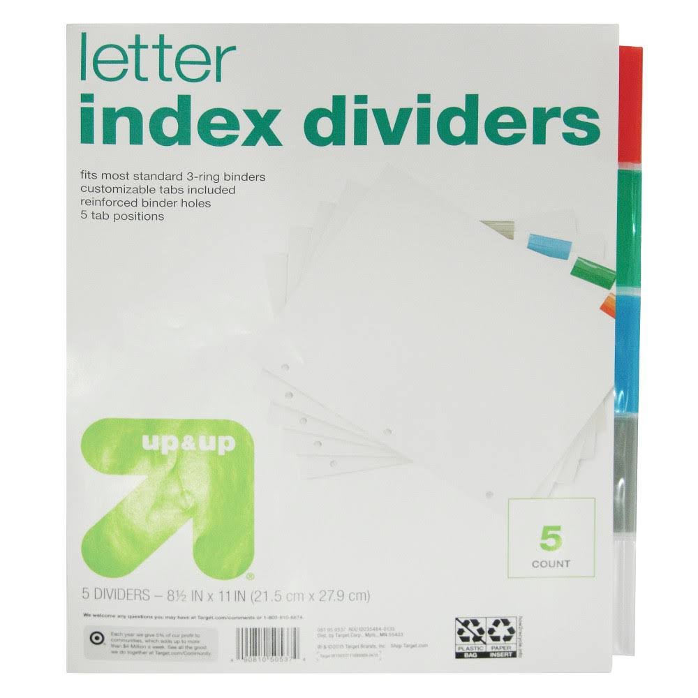 Better Office Products Binder Indexes, Colored Tab - 5 indexes