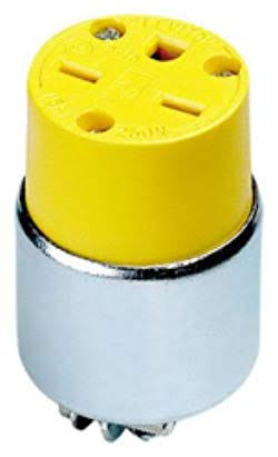 Leviton Commercial Grade Straight Blade Armored Connector - Yellow, 15 Amp, 250V