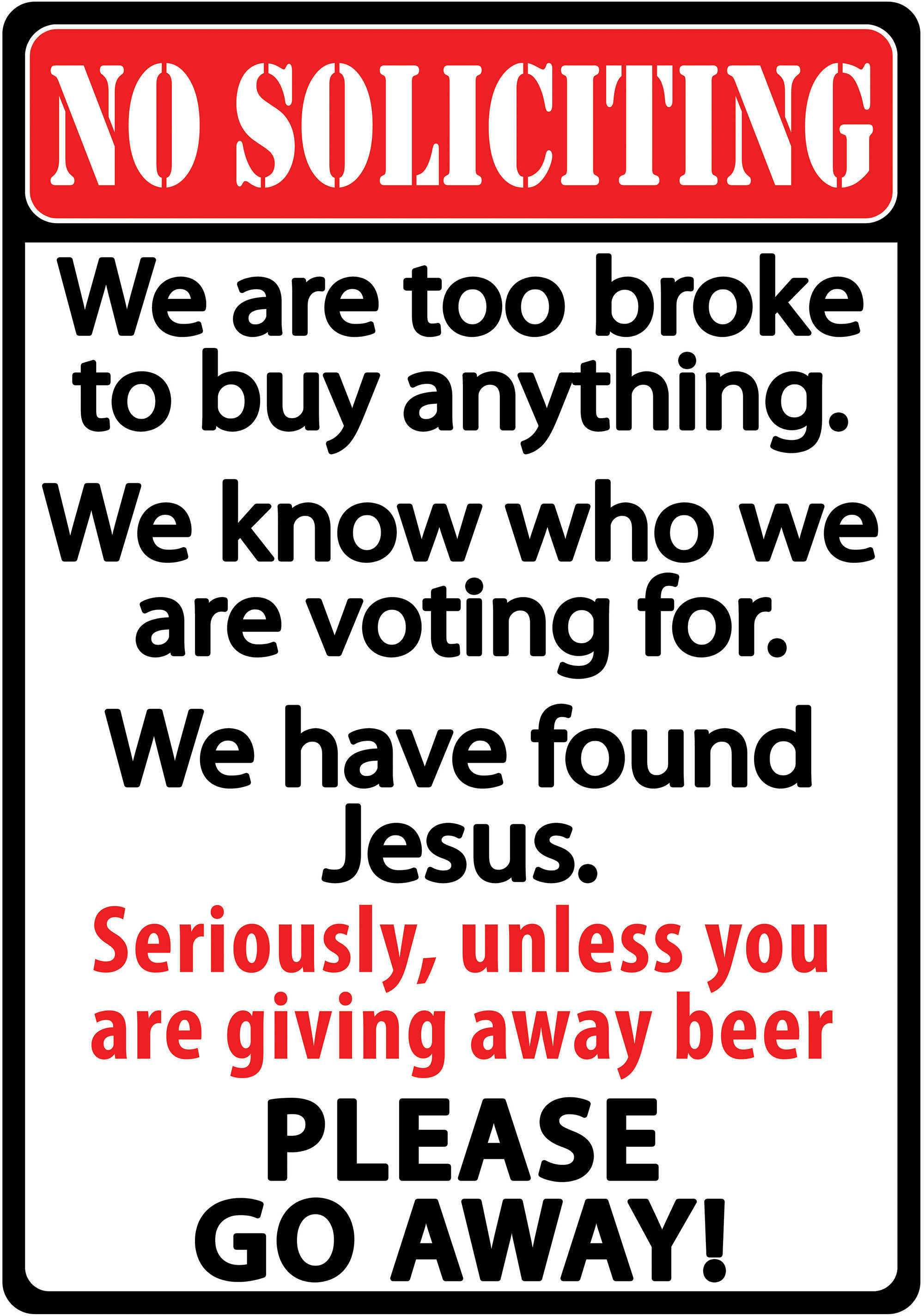 Rivers Edge Products No Soliciting Tin Sign