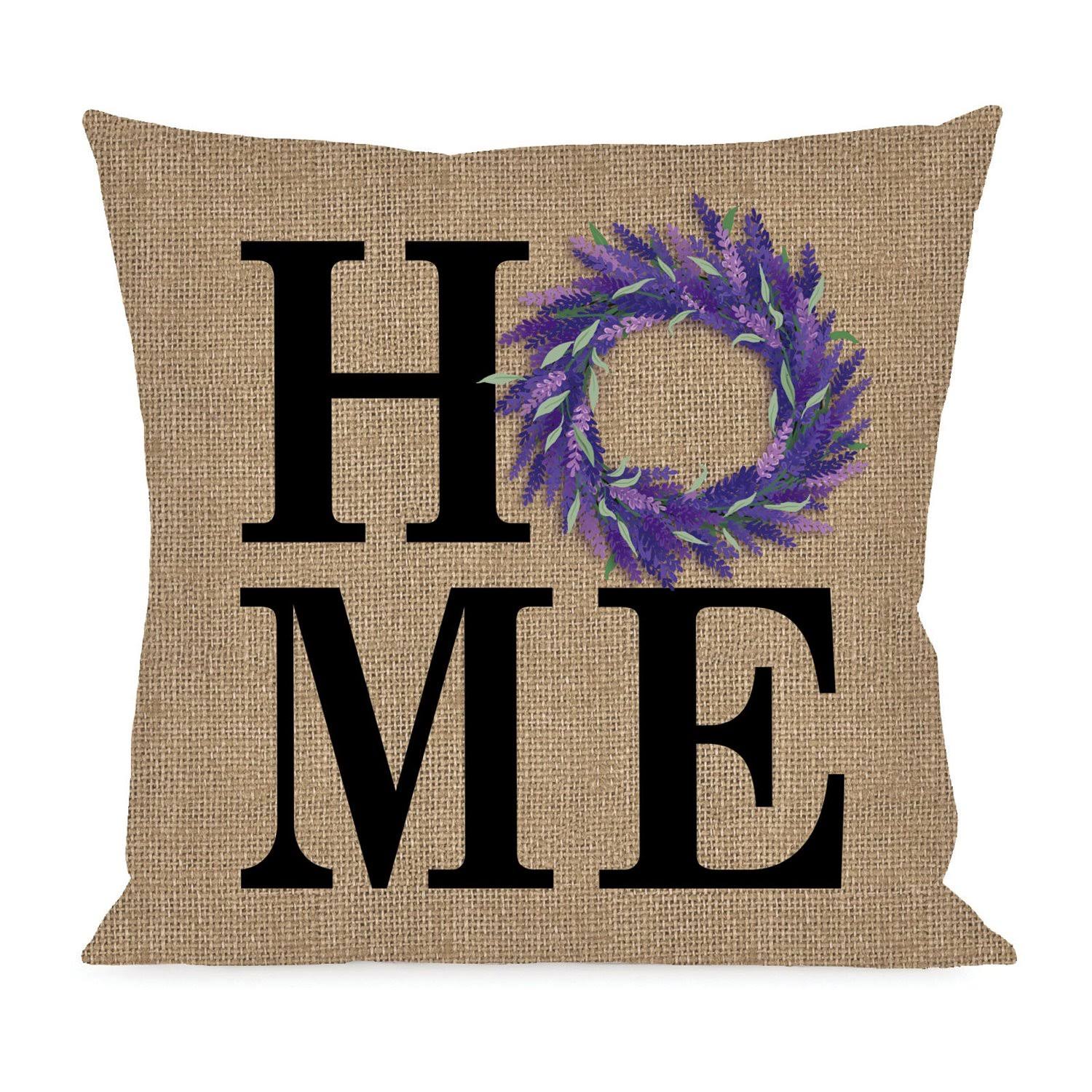 Evergreen Black & Lavender 'Home' Gingham Reversible Pillow Cover One-Size