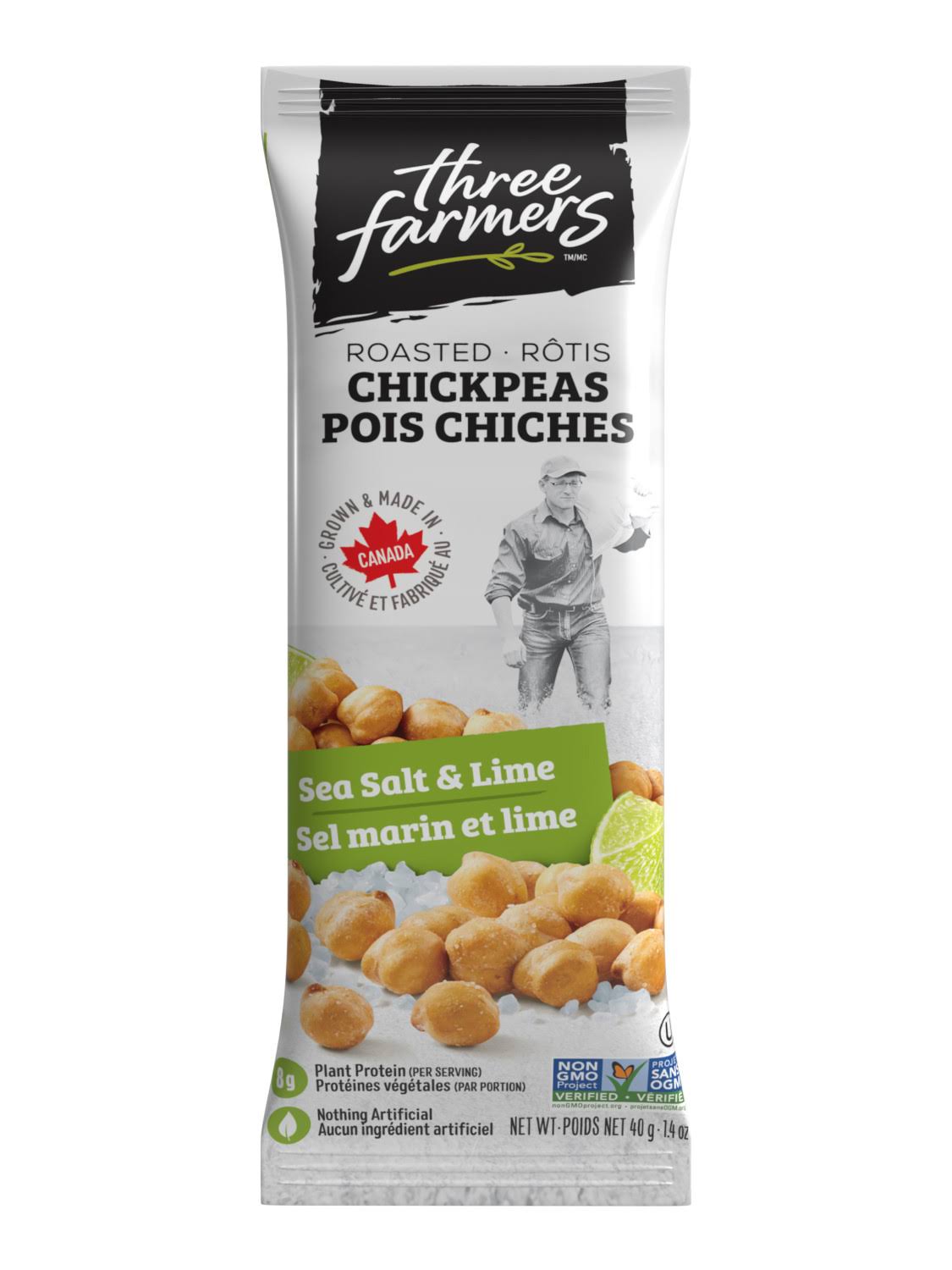 Three Farmers - Chickpeas - Salt&Lime Snack Packs - Packaging of 40g