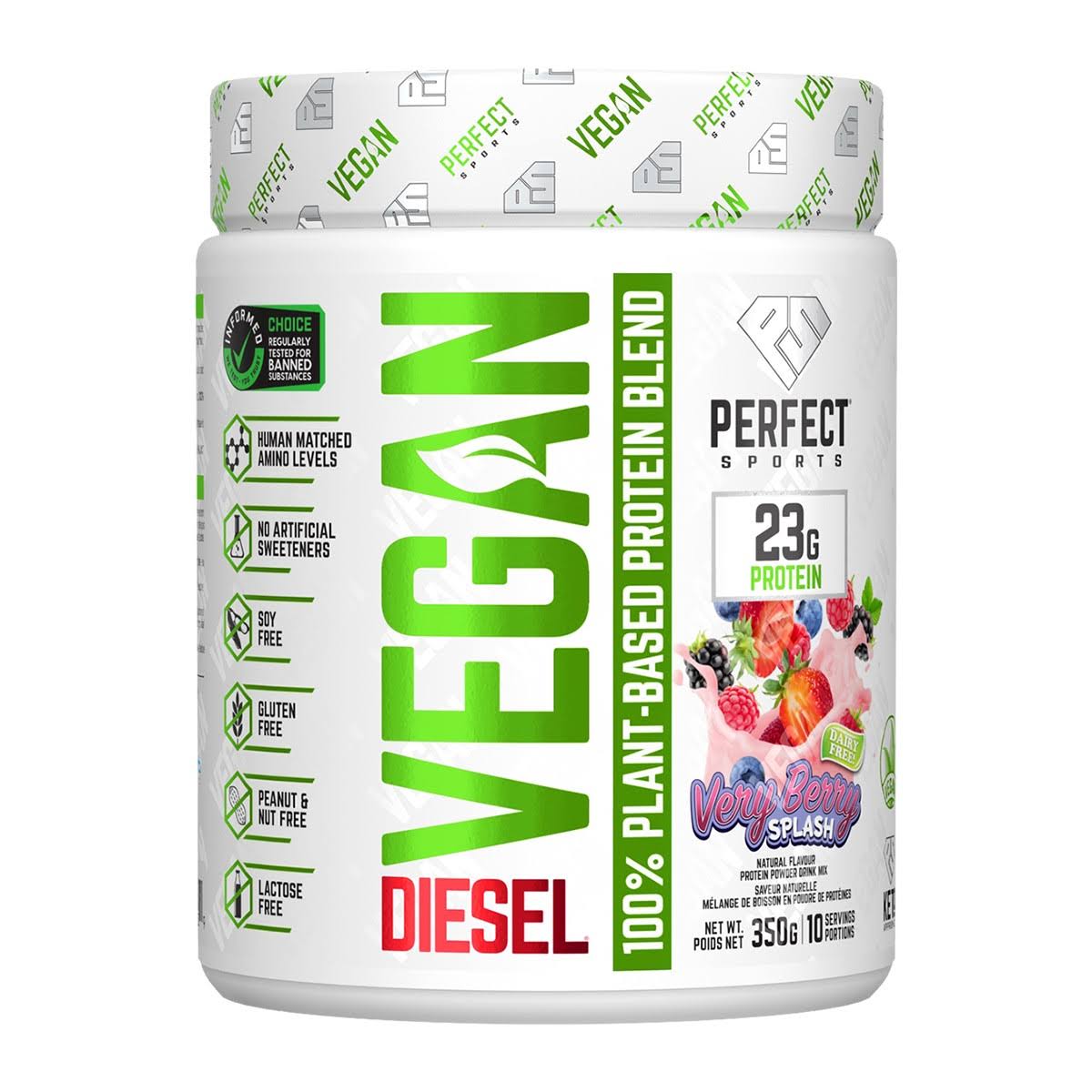 Perfect Sports DIESEL Vegan 100% Plant Based Protein Very Berry