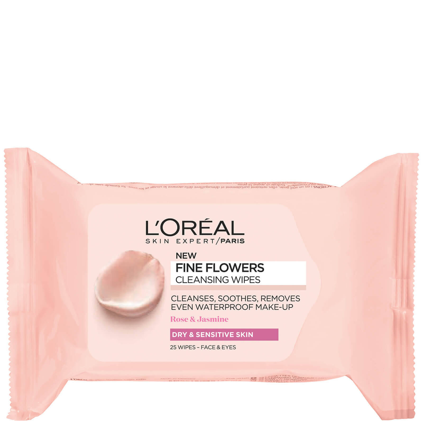 L'Oreal Paris Fine Flowers Dry to Sensitive Cleansing Wipes - 25 Wipes