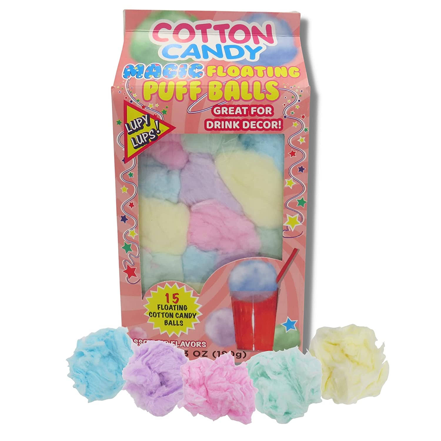 Lupy Lups! Magic Floating Puff Balls Cotton Candy 6.3 oz. Box