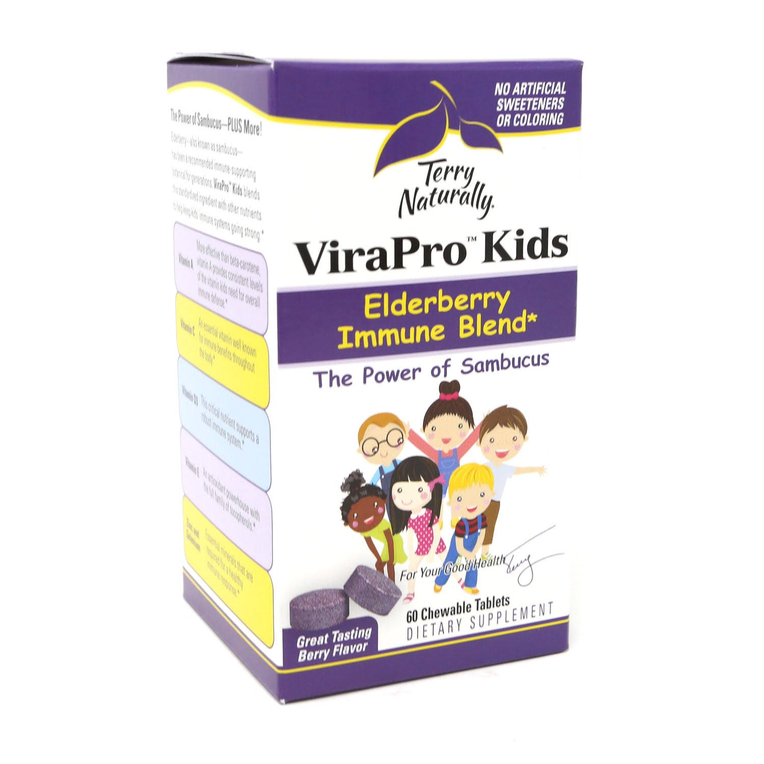 Terry Naturally ViraPro Kids, 60 Chewable Tablets - Elderberry Immune