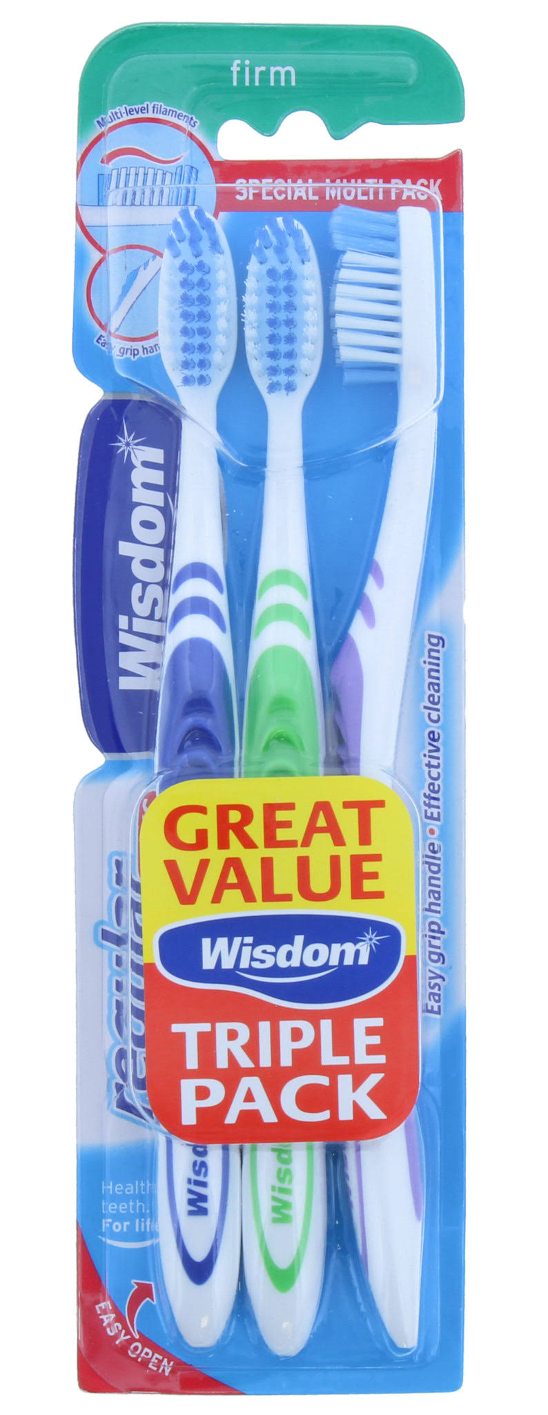 Wisdom Regular Plus Firm Toothbrush - 3pk