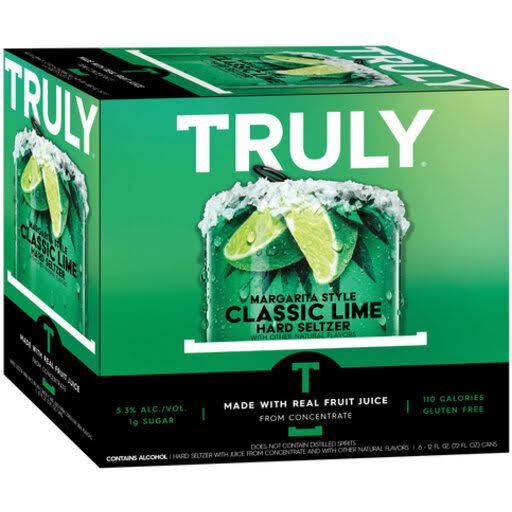 Truly Hard Seltzer, Classic Lime - 6 pack, 12 fl oz cans