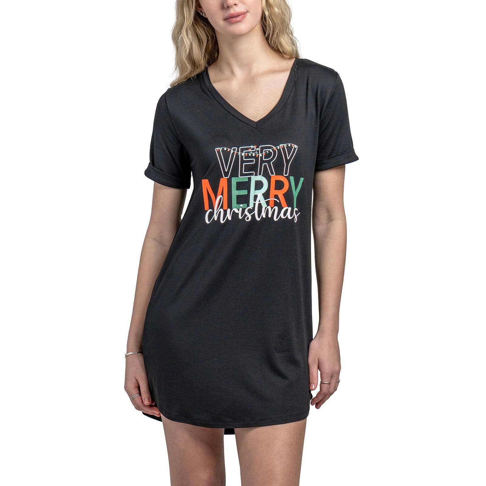 Hello Mello Sleep Shirt - Christmas Black - Very Merry / M/L