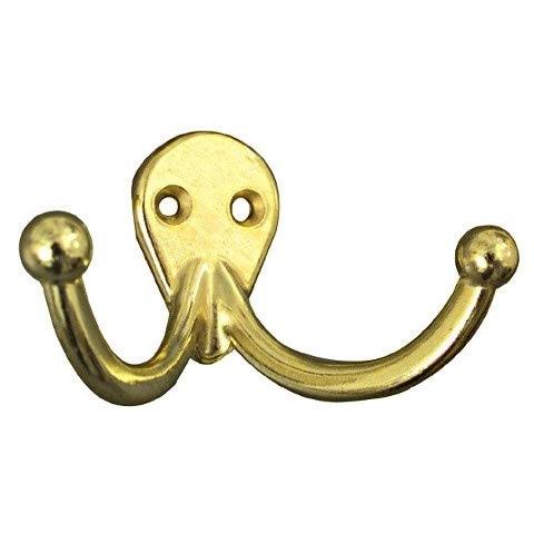 National Hardware Brass Double Clothes Hooks