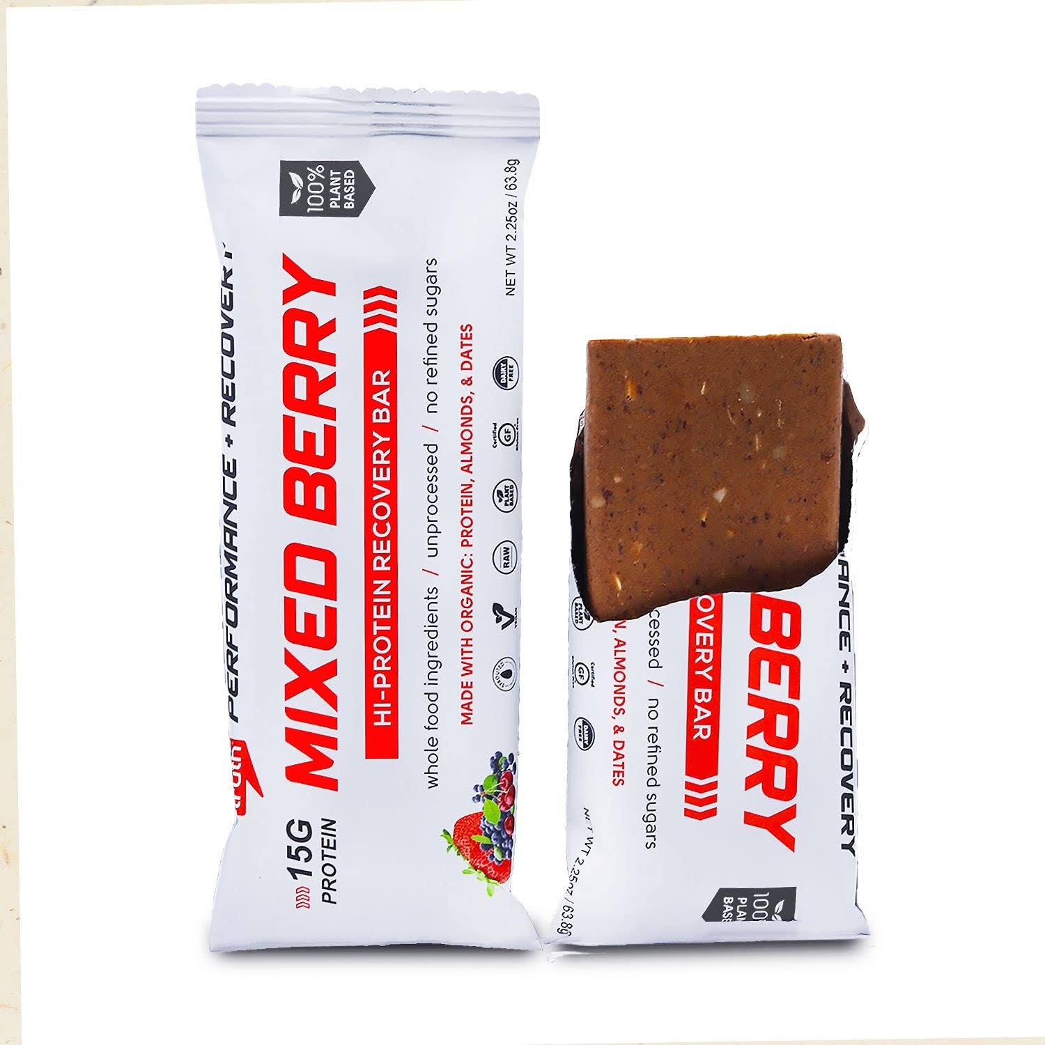 Organic Sprouted Mixed Berry Plant-Based Protein Bars - 15g of Pea & Sacha Inchi Protein (12 Pack)