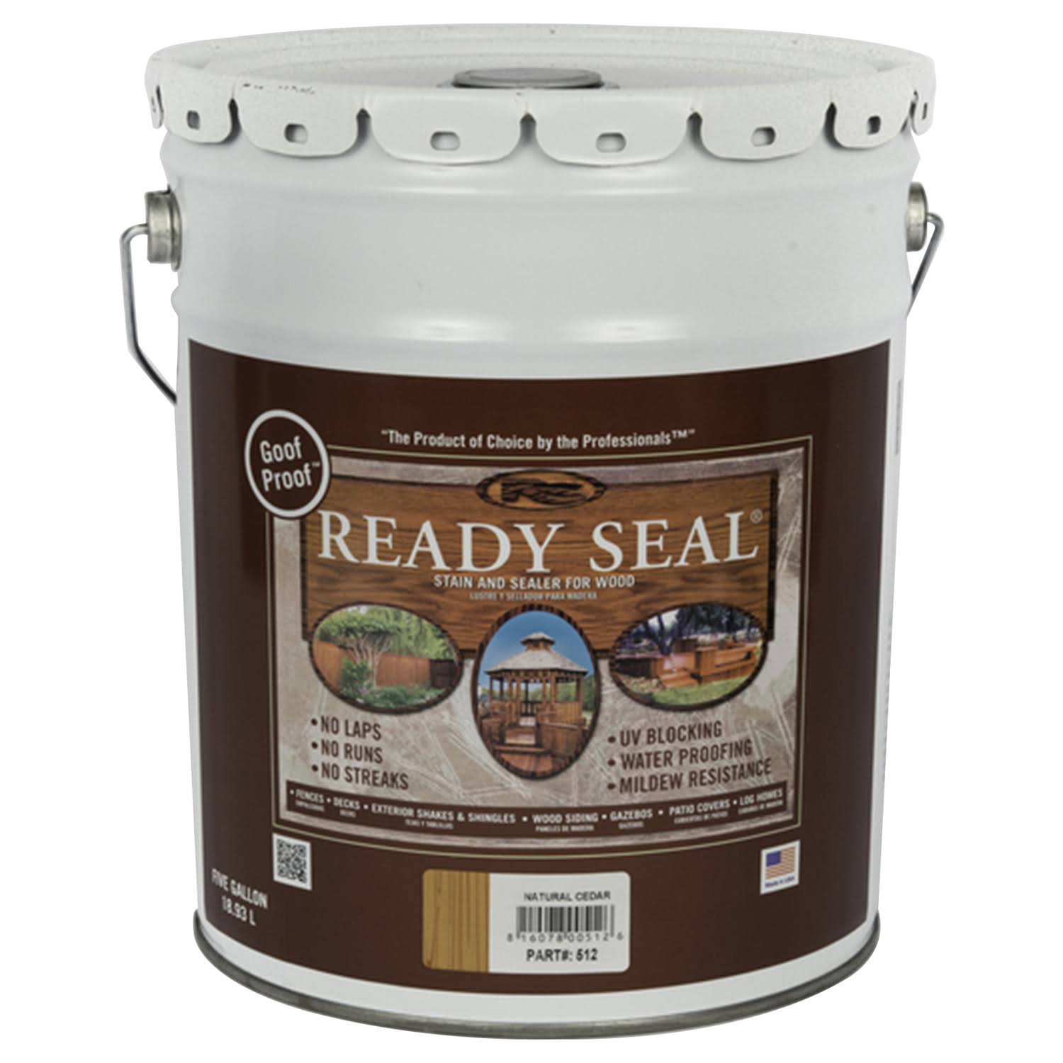 Ready Seal 512 Pail Natural Cedar Exterior Wood Stain and Sealer - 5gal