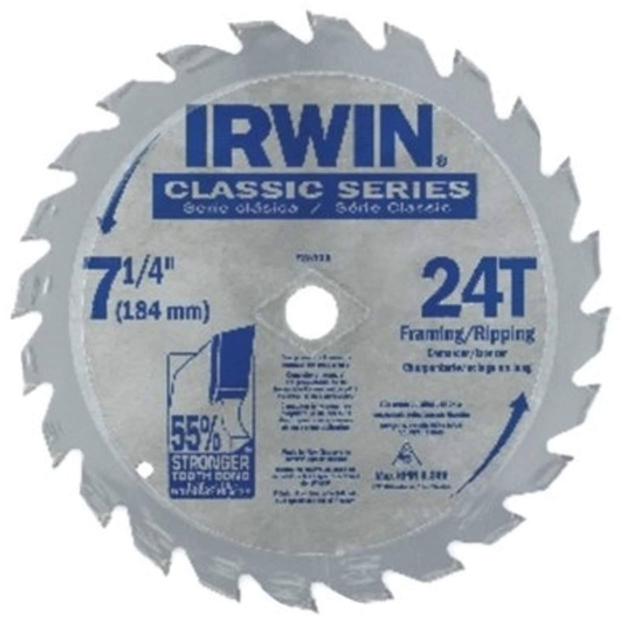 Irwin Classic Series Carbide Tipped Circular Saw Blade - 7 1/4", 24 Teeth