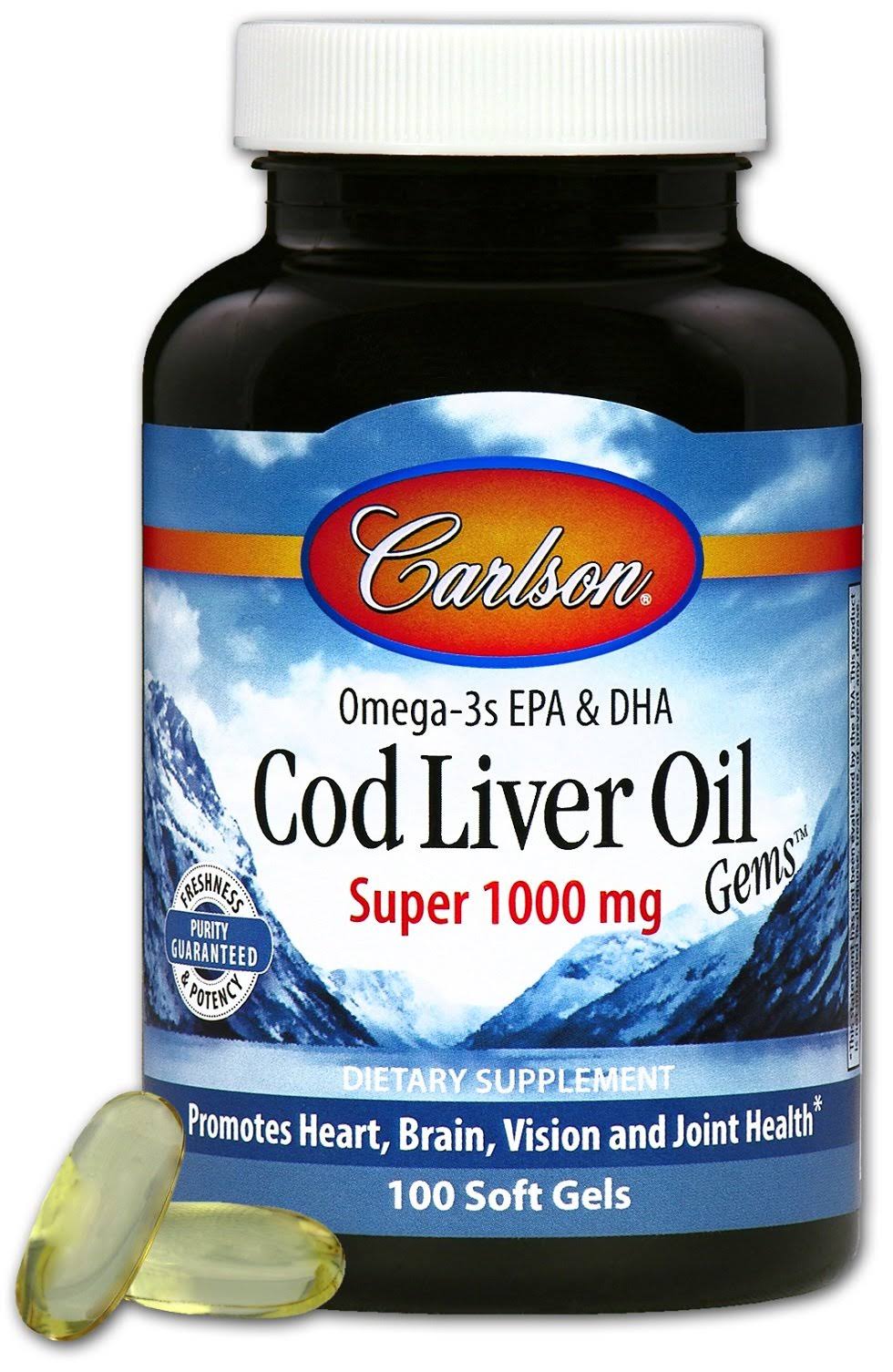 Carlson Cod Liver Oil Gems Super - 1000 mg, 100 soft gels