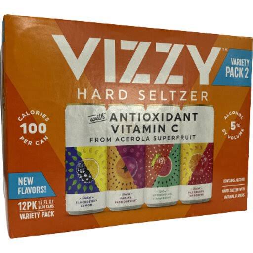 Vizzy Hard Seltzer, Variety Pack 2 - 12 pack, 12 fl oz slim cans