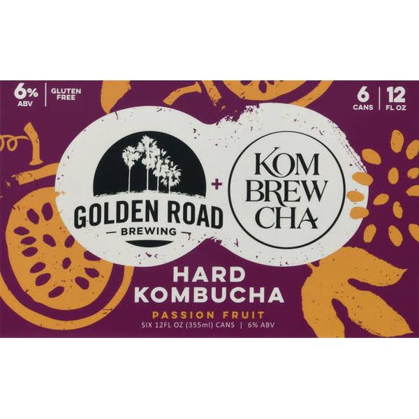 Golden Road Brewing Kombrewcha Hard Kombucha, Passion Fruit - 6 pack, 12 fl oz cans
