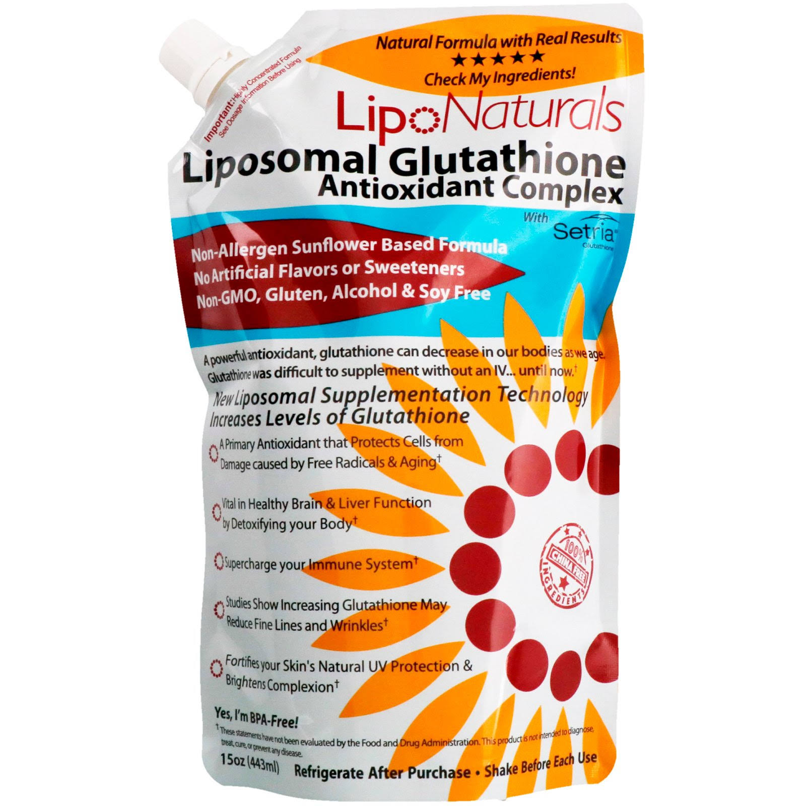 Lipo Naturals Liposomal Glutathione Antioxidant Complex + Seria - 15oz