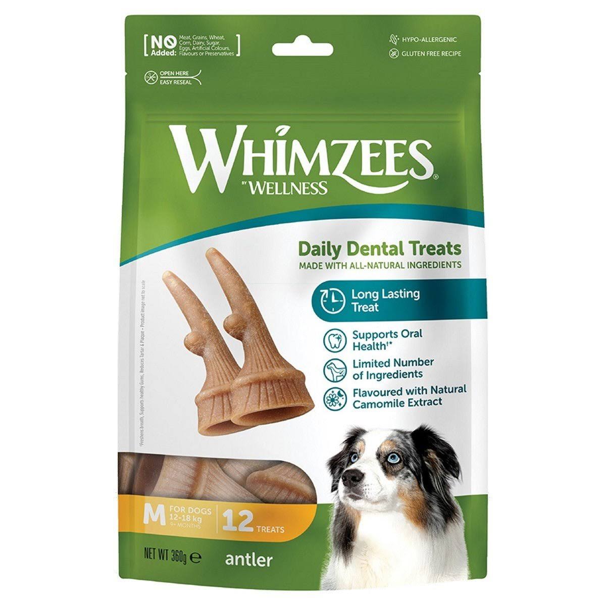 Whimzees Antler Medium Dog Treats - 12 Pack
