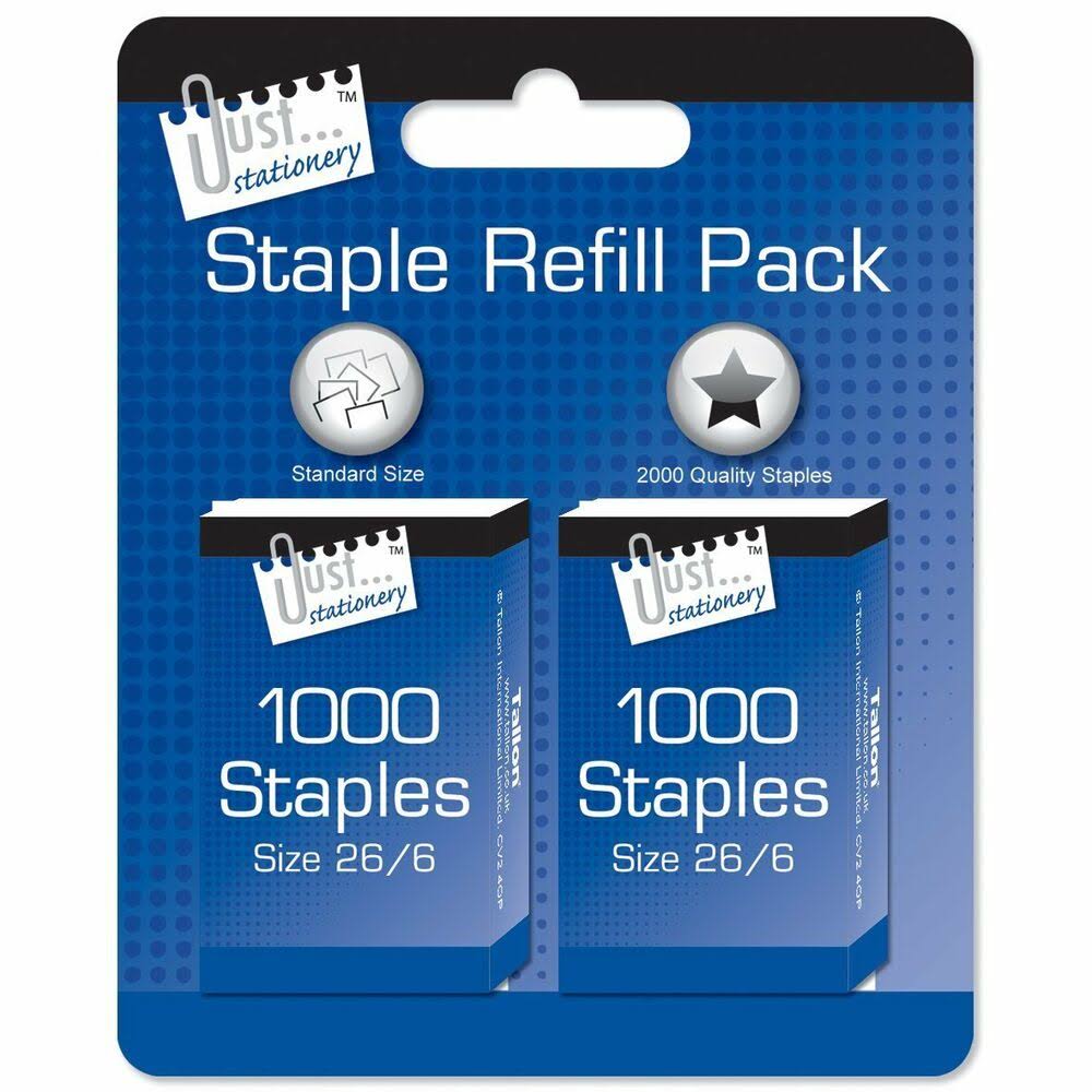 Tallo Staple Refill Pack - Size: 26/6, 2 x 1000 Staples