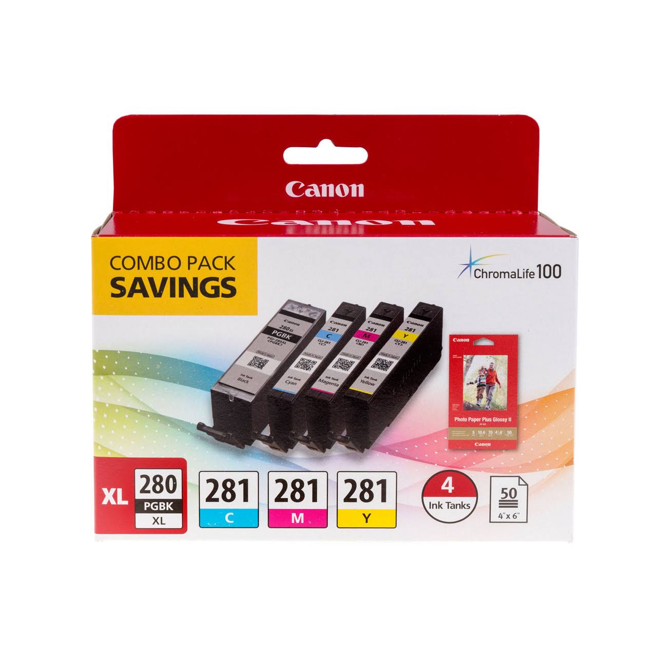 2021C006 | Canon CLI-281/ PGI-280XL | Original Canon Ink Cartridge Combo Pack - Black XL, Cyan, Magenta, Yellow