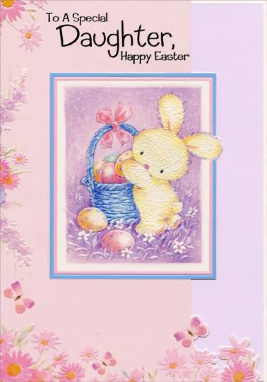 Designer Greetings Bunny Putting Eggs in Basket: Daughter Juvenile Easter Card | Storage & Organisation