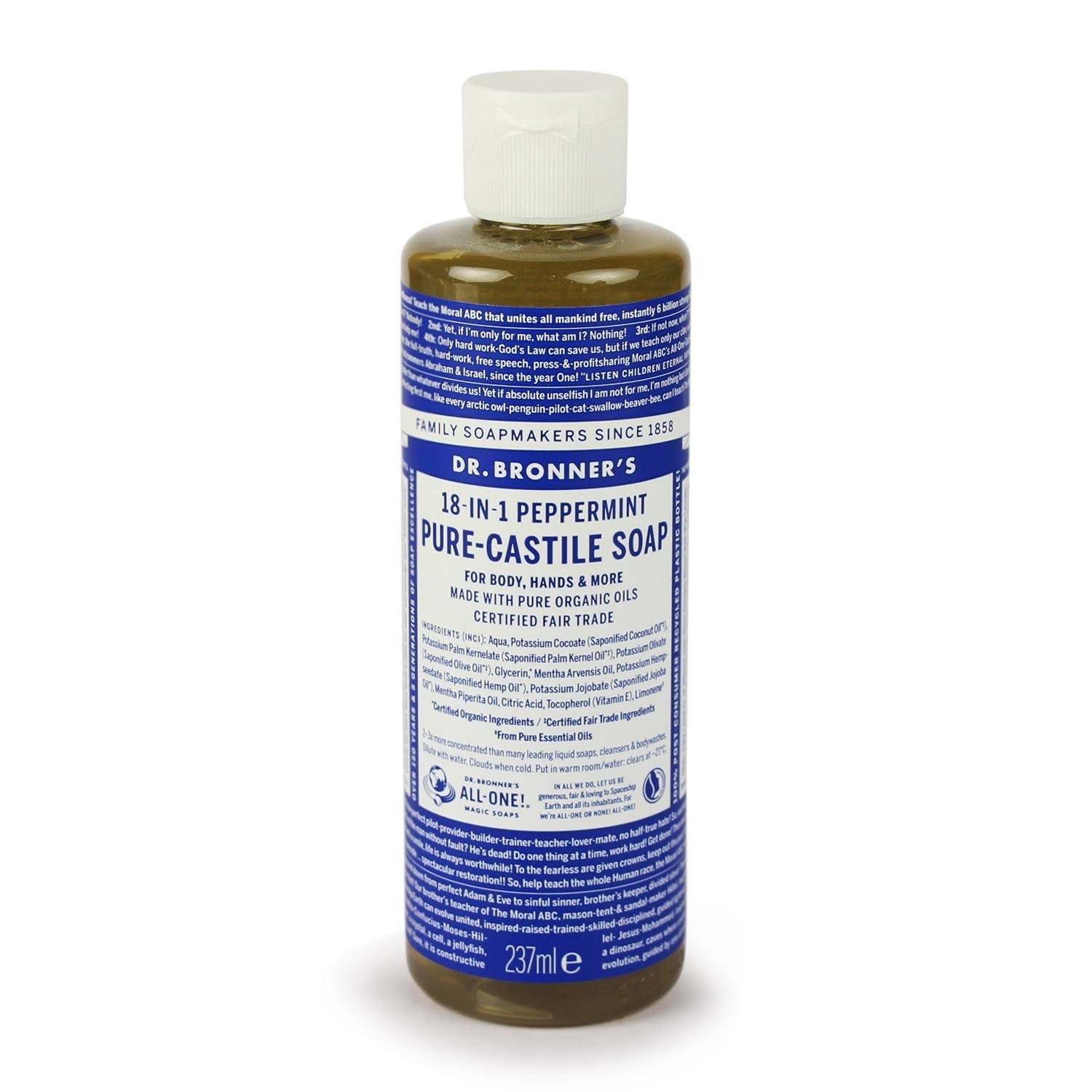 Dr Bronner Peppermint Castile Liquid Soap 237 ML