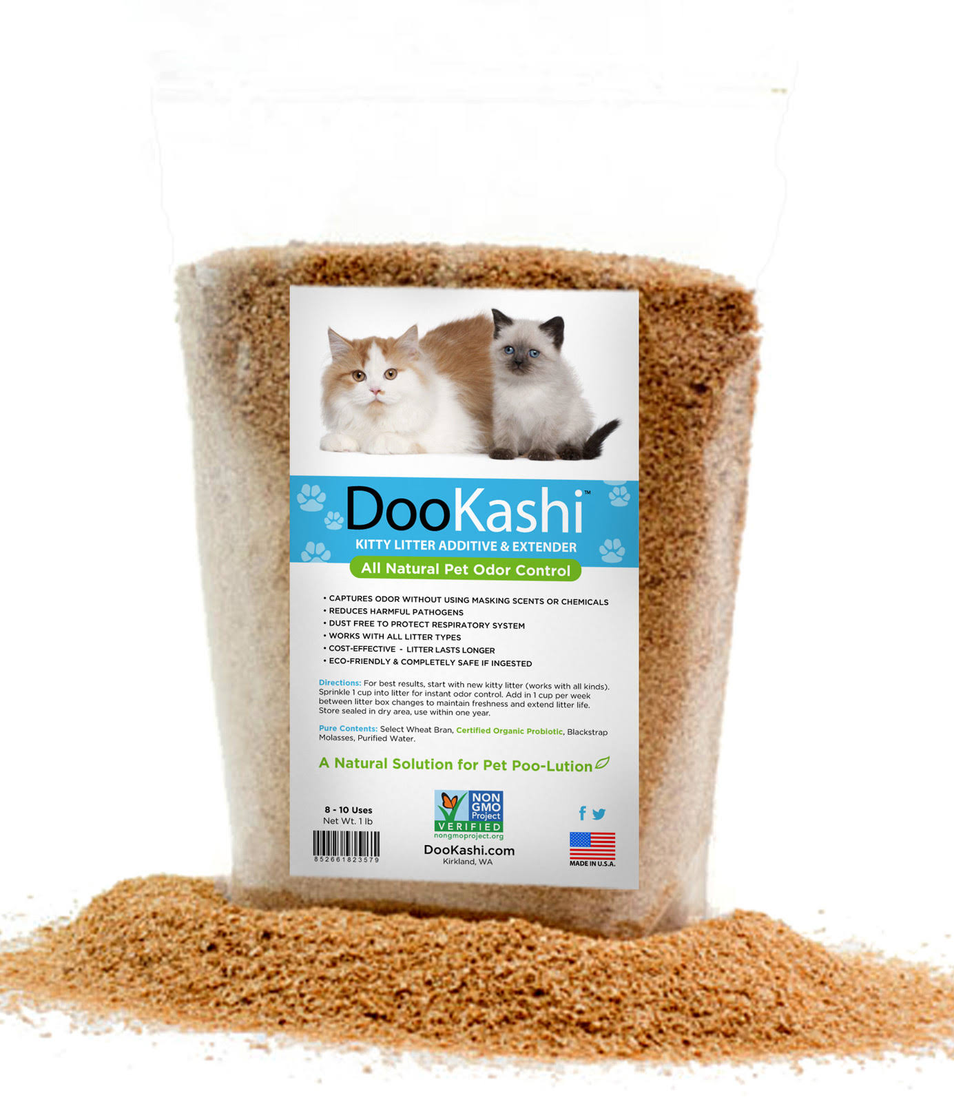 Dookashi for Cats Litter Additive Extender & Odor Remover 1 lb