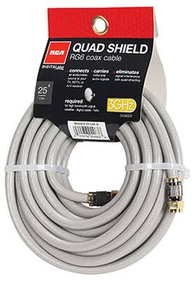 Rca RG6-Quad Shield Coax Cable - Gray, 25', 18-AWG