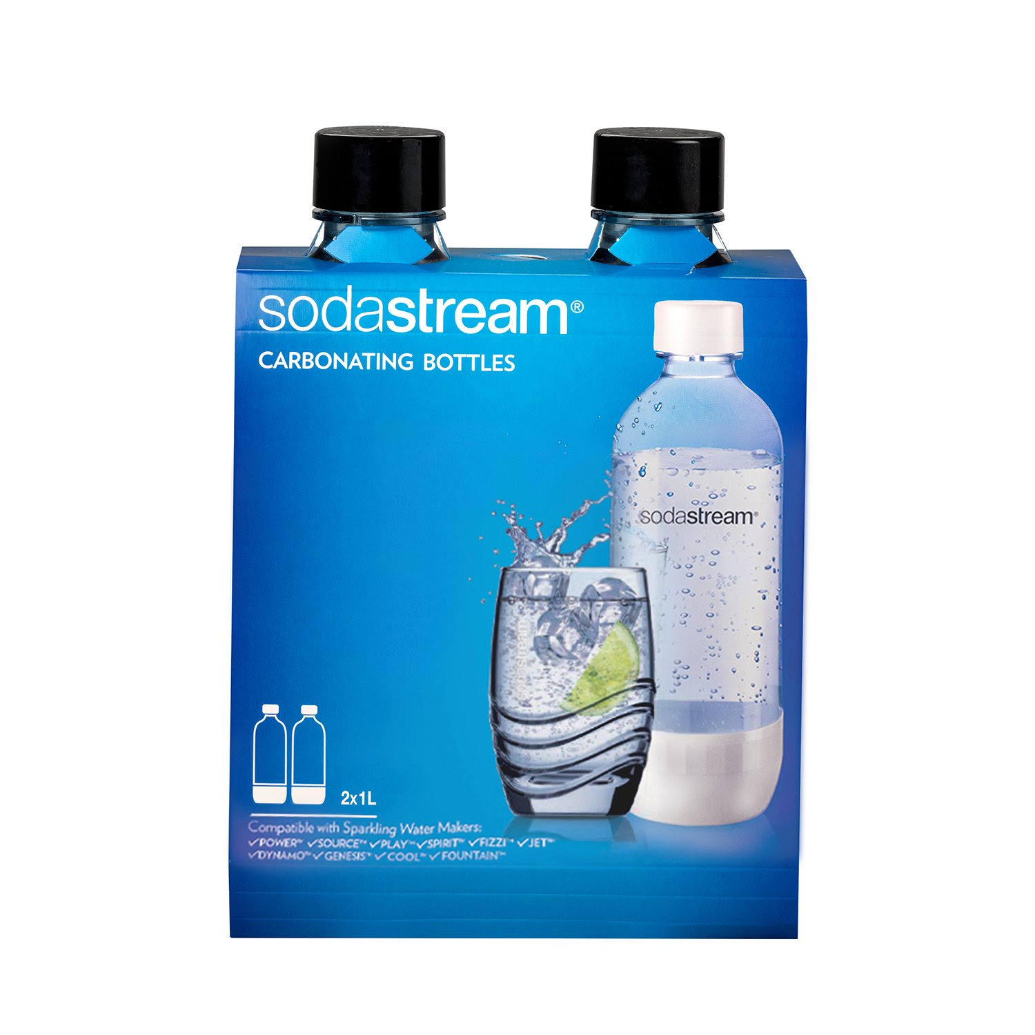 SodaStream Carbonating Bottles - Black, 1l, 2 Pack