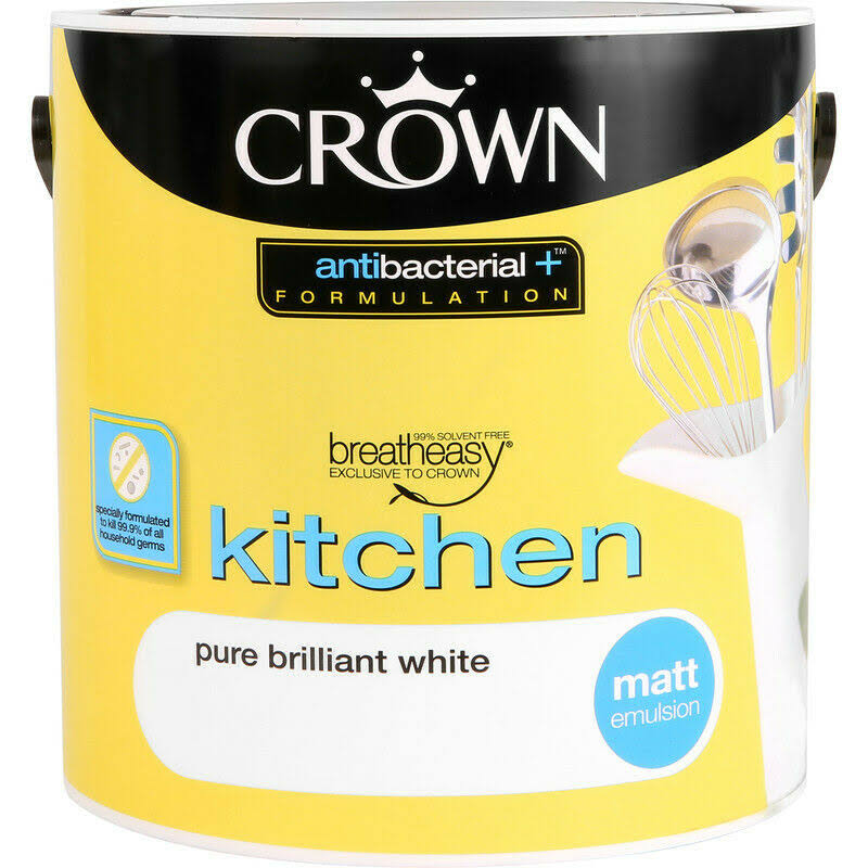 Crown Kitchen Pure Brilliant White Matt Emulsion Paint 2.5L