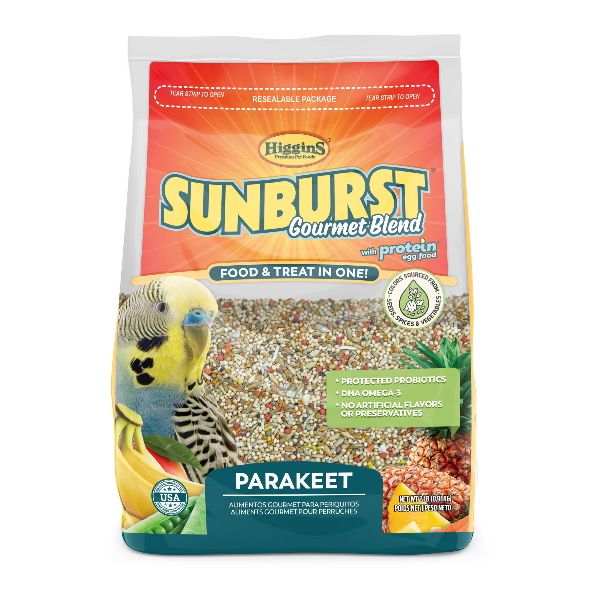 Higgins Sunburst Gourmet Food Mix for Parakeet - 2 lb