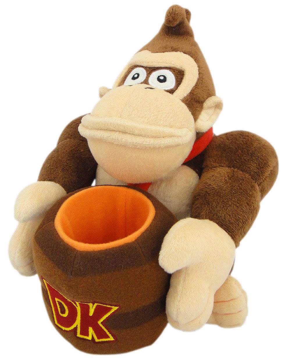 Little Buddy Super Mario Donkey Kong Plush Toy - with Barrell, 8"