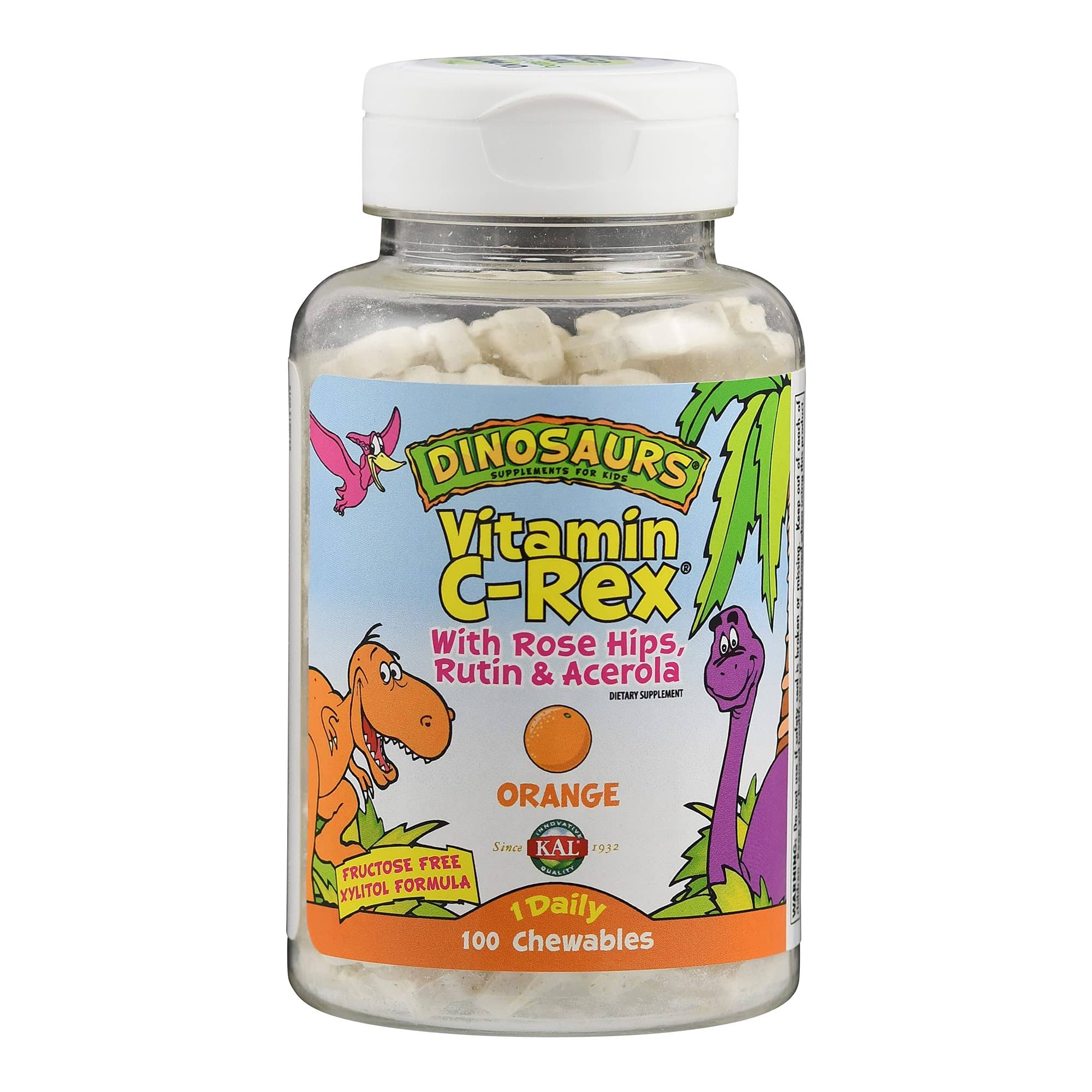 Kal Dinosaurs Vitamin C-Rex Dietary Supplement - Orange, 100 Chewables