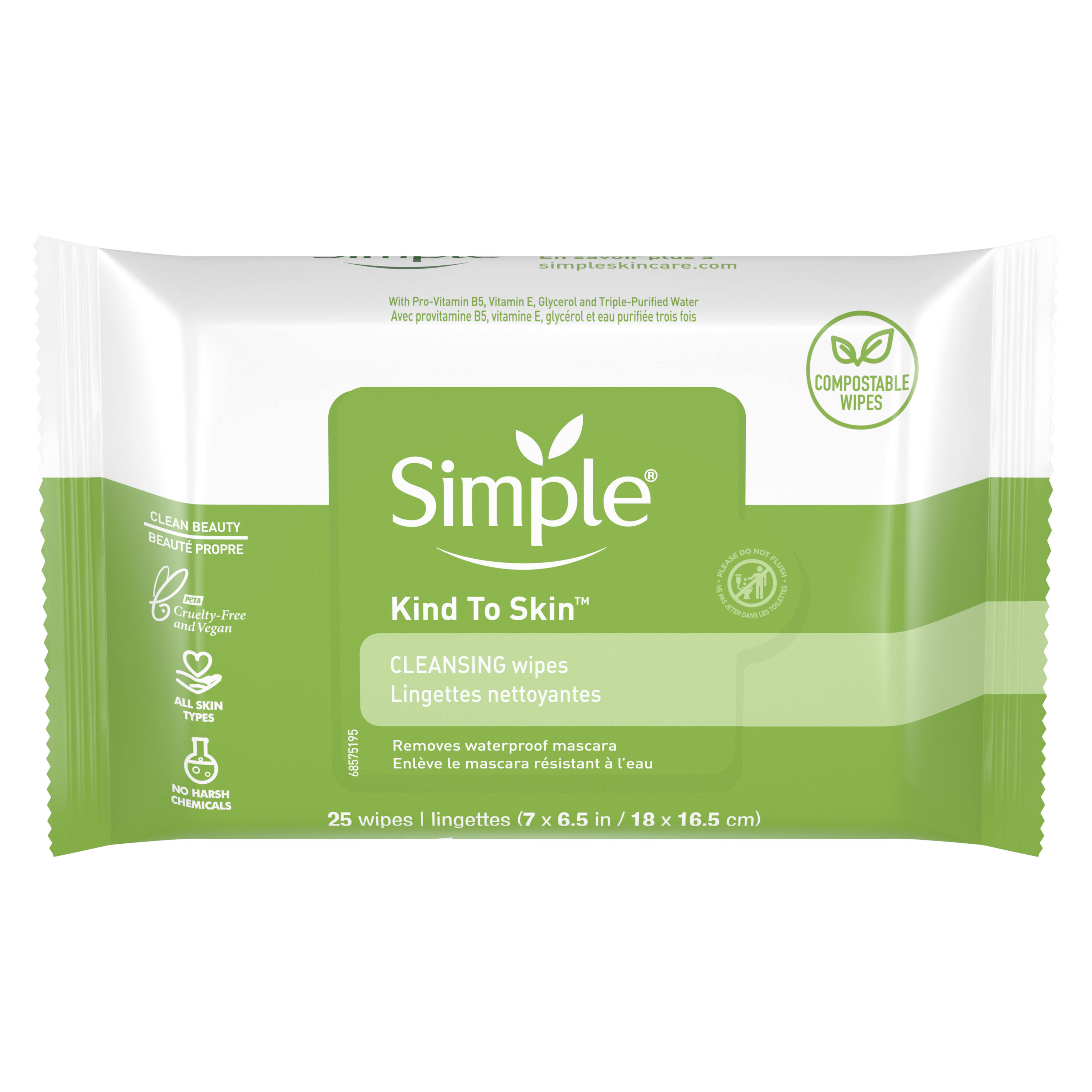 Simple Sensitive Skin Experts Cleansing Facial Wipes - 25 Sheets
