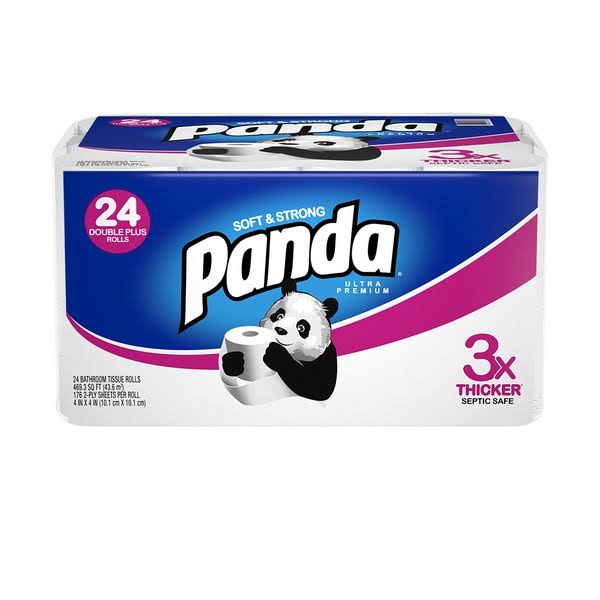 Panda 2-Ply Ultra-Premium 176 Sheet Bathroom Tissue Roll - 24/Case