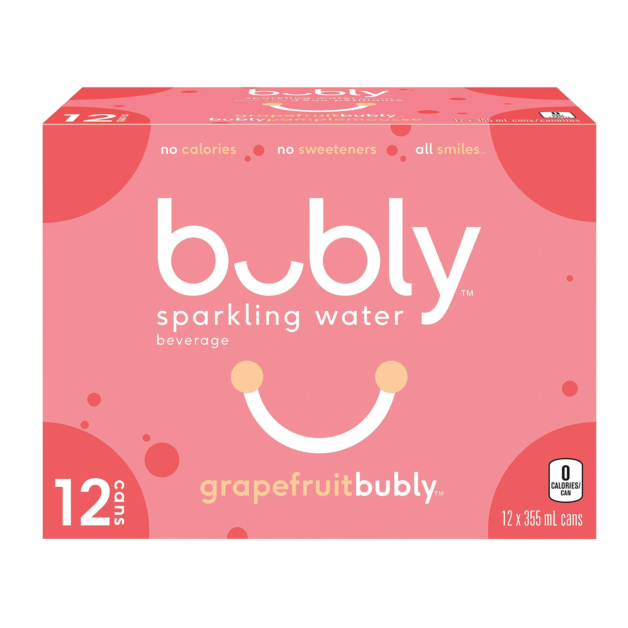 Bubly Sparkling Water - Grapefruit, 355ml, 12pk