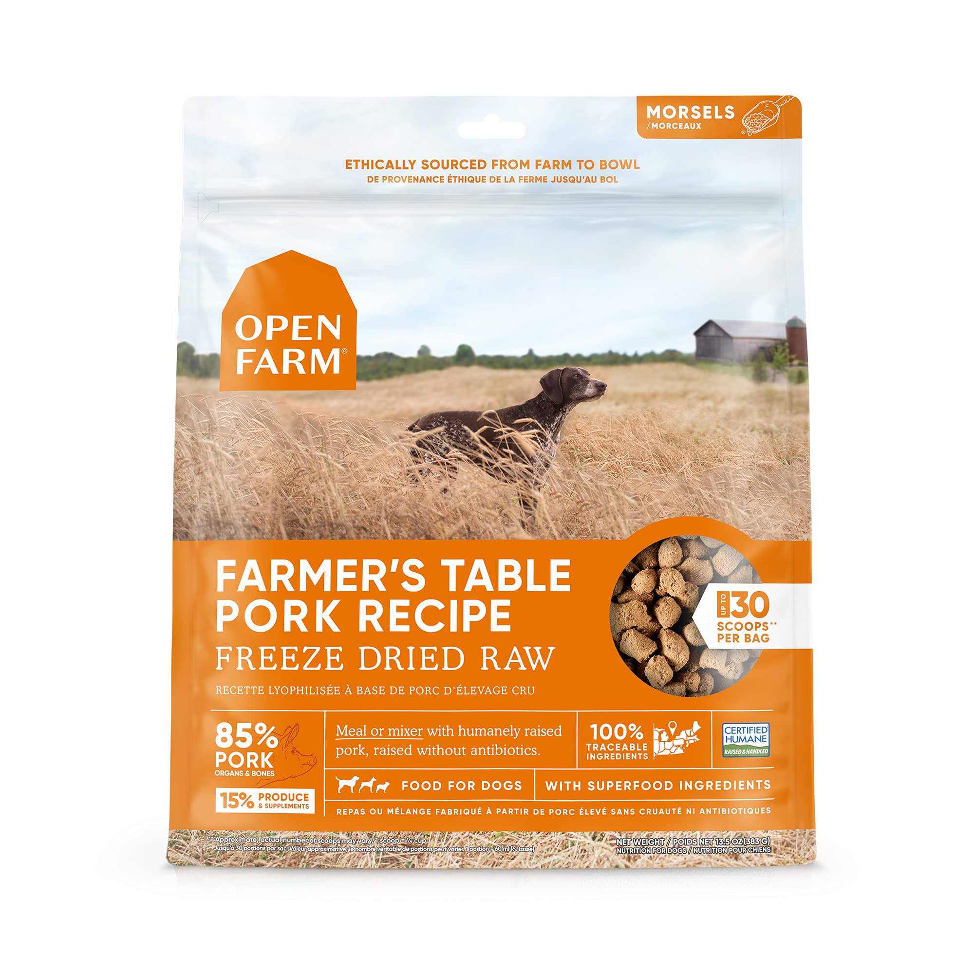Open Farm Farmer's Table Pork Freeze Dried Raw Dog Food, 22oz