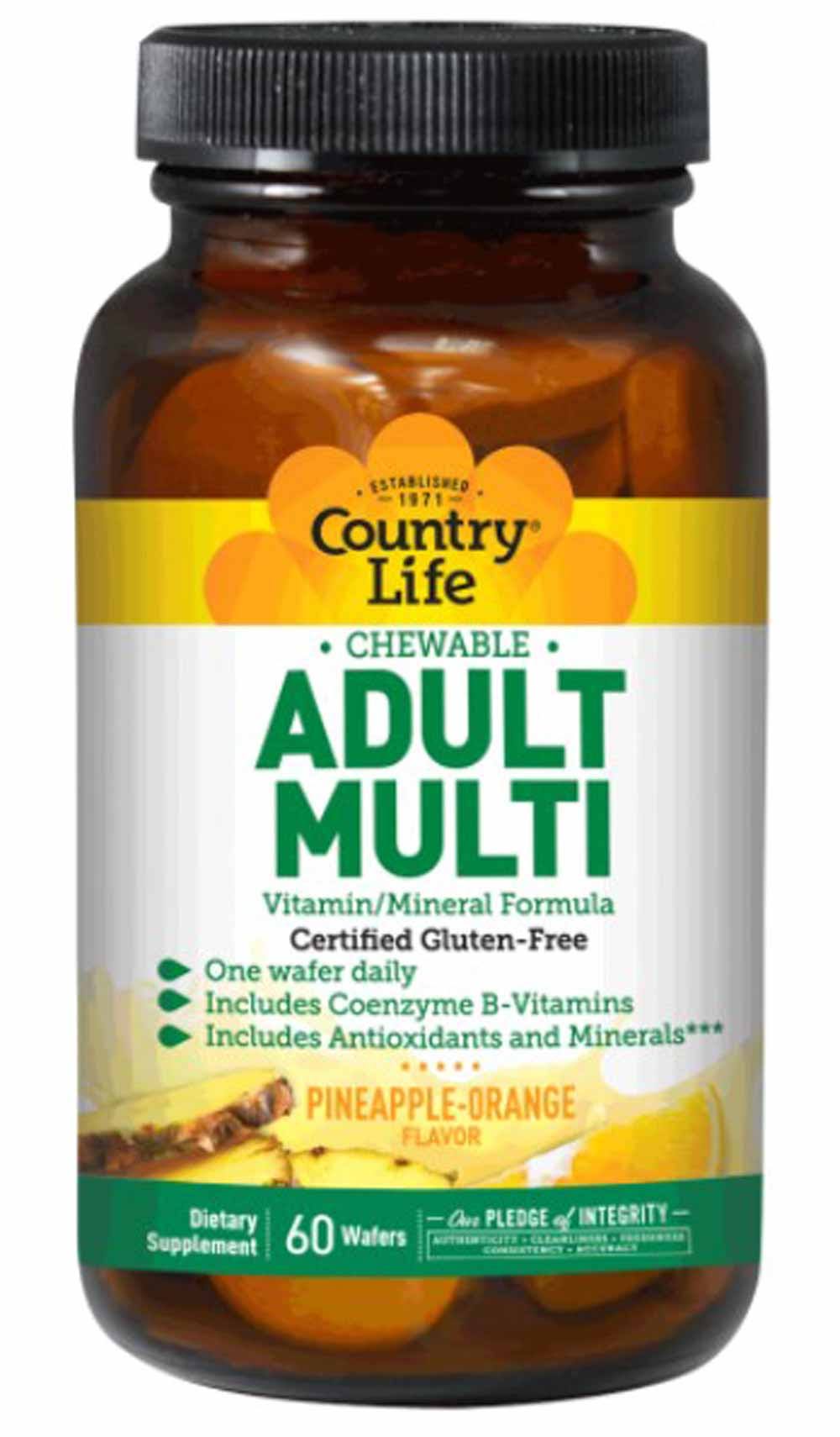 Country Life Chewable Adult's Multi Vitamins - 60 Wafers