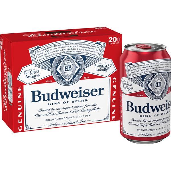 Budweiser Beer - 20 Cans